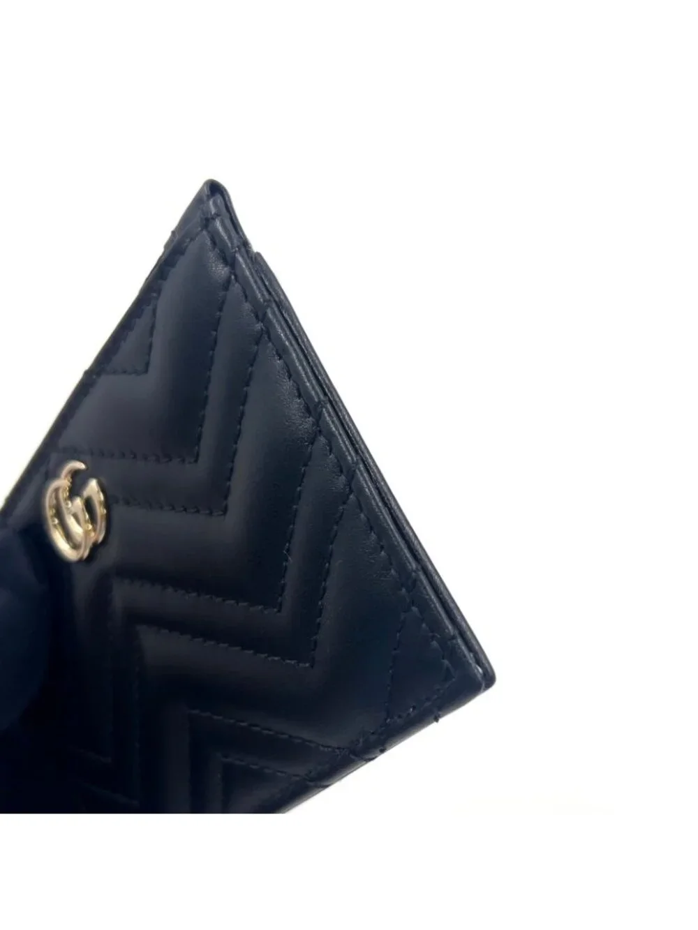 Gucci GG Marmont Leather Black Coin Case Gold With